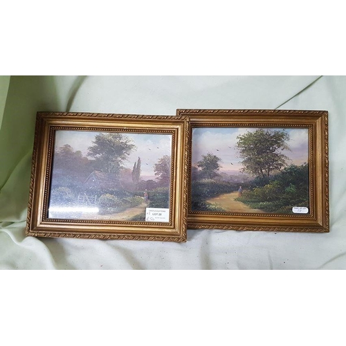 6108 - A Pair of Miniature Rural English Country Scenes - Oil on Board