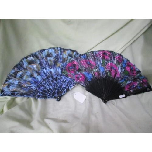 6179 - Pair of Fans Hand Painted by Olga Tregubova Art