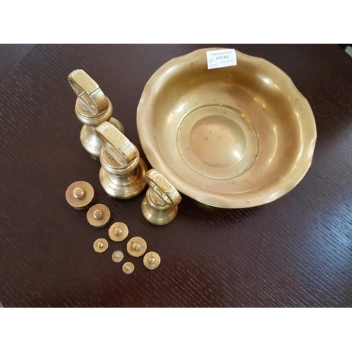 6150 - Set of Brass Weight in Brass Bowl