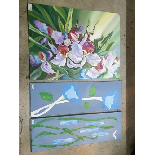 6124 - Oil on Canvas (x2) and Oil on Board by Local Artist