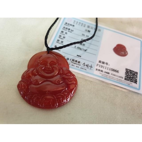 6116 - Red Agate Buddha Jade & Certificate