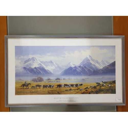 6074 - Framed Picture of Mount Sefton and Mount Cook (New Zealand)