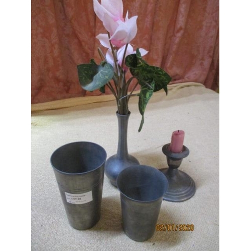 6125 - A Quantity of Pewter Items, Candlesticks etc