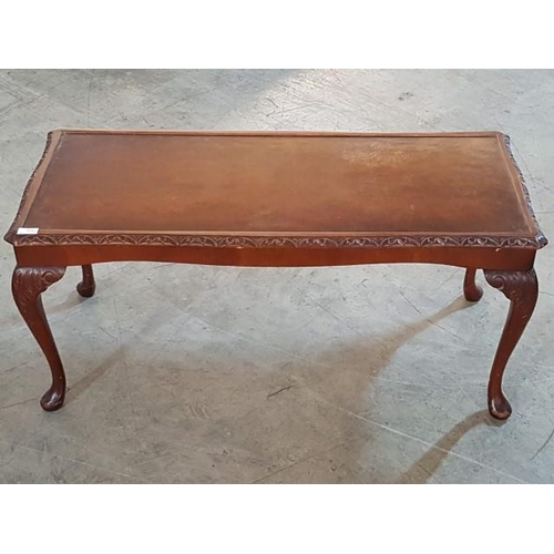 14 - Vintage Style Rectangular Coffee Table with Carved Cabriole Legs (117cm x 47cm x 49cm), (No Glass To... 