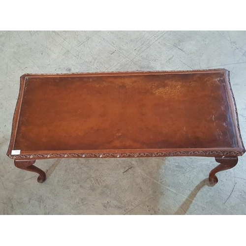 14 - Vintage Style Rectangular Coffee Table with Carved Cabriole Legs (117cm x 47cm x 49cm), (No Glass To... 