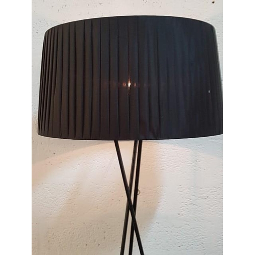 18 - Modern Black Floor Standing Lamp with Black Shade (H: 175cm)