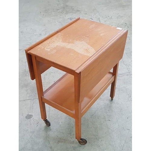 19 - Wooden Drop Leaf Table (Bar) on Wheels (40cm - 84cm x 61cm x 75cm)