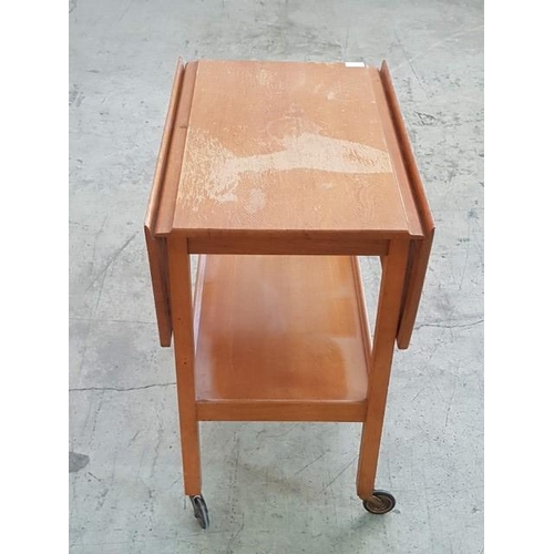 19 - Wooden Drop Leaf Table (Bar) on Wheels (40cm - 84cm x 61cm x 75cm)