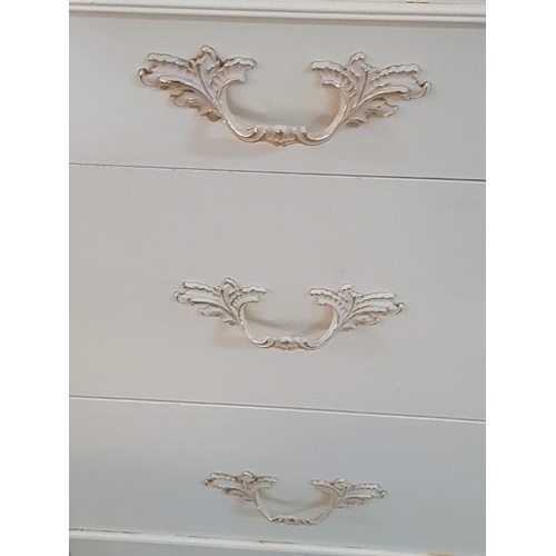 8 - Old Fashion White Bedroom 3-Drawer Side Unit with Ornate Handles (44cm x 42cm x 70cm)