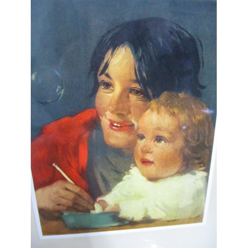 126 - 1950's Hand Painted Enamel Picture of Woman & Child *Sale proceeds are going to Charity *