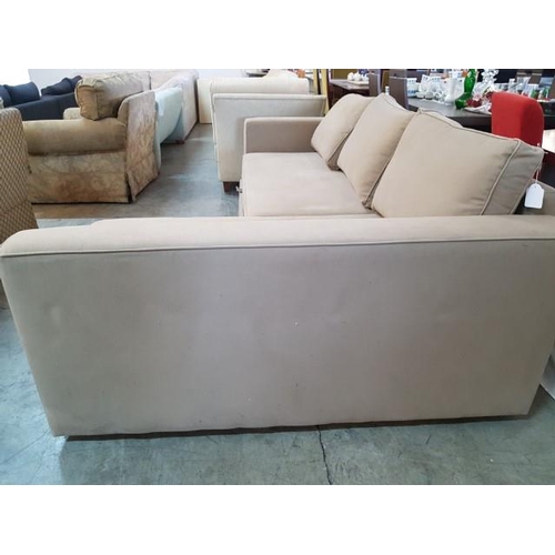 100 - Corner Sofa Bed, Beige Fabric (Approx L:237cm x W:150cm x H:65cm)