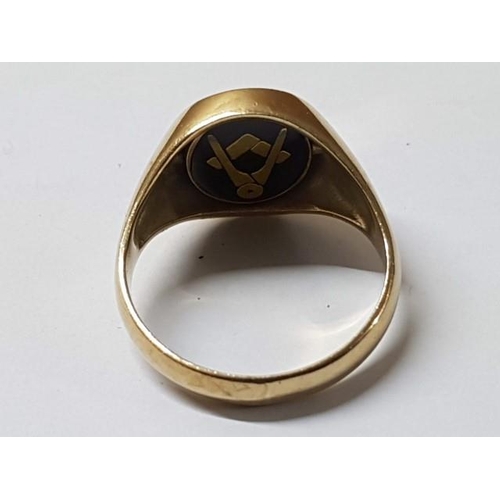 20 - Vintage 9ct Gold Masonic Reversible Head / Swivel Signet Ring, Revolving Face to Reveal the Freemaso... 