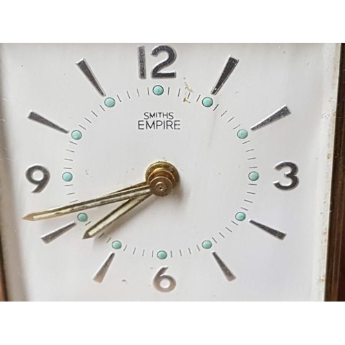 32 - Smiths Empire Vintage Traveling Alarm Clock in Leder Holder (Approx H:10cm)