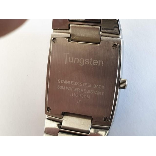 5 - A Tungsten Brand Gent's Wrist Watch, Heavy Stainless Steel Case with Diamond Set Face and Long Edges... 