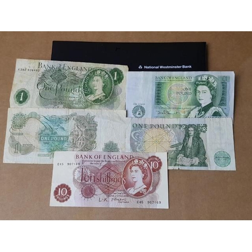 53 - Collection of English Bank Notes; 1 x Ten Shillings Bank Note and 4 x One Pound Bank Notes  (x5)