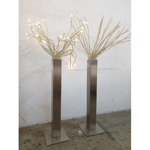 634 - Pair of Modern Floor Standing Stainless Steel Lamps
(Approx. 130cm high & 25cm wide at base), (2). N... 