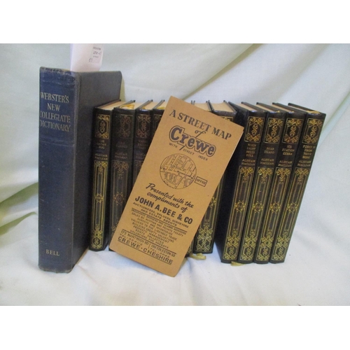 41 - Works of Alistair Maclean (x11 Tom) and Websters New Collegate Dictionary