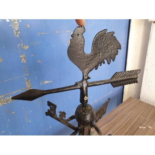 13 - Cast Iron Weather Station with Cockerel (H:70cm)