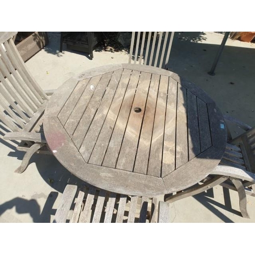 5 - Round Teak Wood Garden Table (Ø120cm) with 4 x Folding Chairs (5)