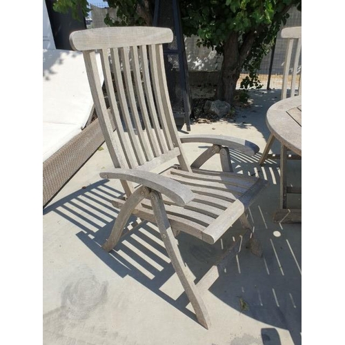 5 - Round Teak Wood Garden Table (Ø120cm) with 4 x Folding Chairs (5)