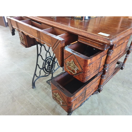 10 - Antique Singer Treadle Sewing Machine (Serial No. M134 982), Cast Iron with Foot Pedal & Working.