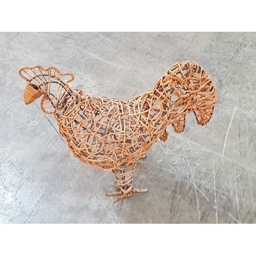 12 - Wicker Laundry Storage Basket and Matching Rooster (Ornament)