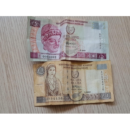 27 - Cyprus Banknotes £5 and £1 and Collection of United Arab Emirates Coins