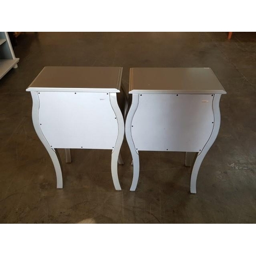 42 - Pair of Silver Colour Finish Classical Style 2-Drawer Bedside Units with Cabriole Legs (41cm x 26cm ... 