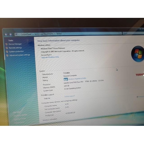 44A - Toshiba Satellite P200-1BK Laptop, Intel Core 2 DVD CPU, 2.20 GHz, 2GB Ram, 100GB HD Windows Vista H... 