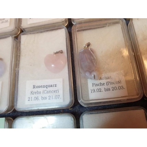 23 - Collection of 18 x Gemstone Necklaces with .925 Silver Loop, Zodiac / Birth Stones
