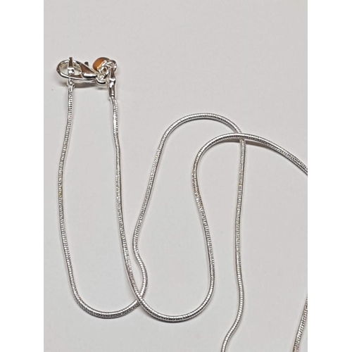 43A - Silver Chain with Large Silver Pendant with Garnet Stone