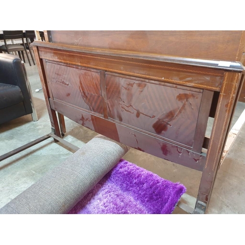 30A - Antique 1½ Size Bed with Wooden Head Board, Foot Board and Metal Side / Frame (No Base, Missing Legs... 