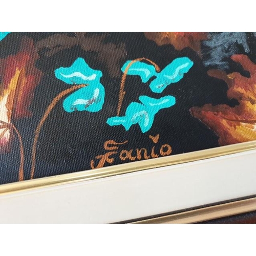 10A - Framed Oil on Canvas of Leaves by Fanio Stylianidou (86cm x 71cm Overall)
*Sale proceeds are going t... 
