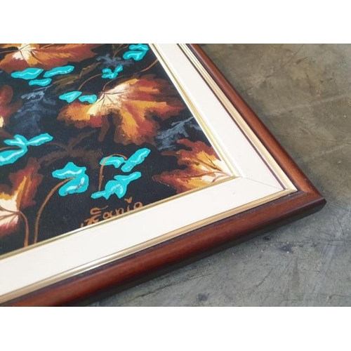 10A - Framed Oil on Canvas of Leaves by Fanio Stylianidou (86cm x 71cm Overall)
*Sale proceeds are going t... 