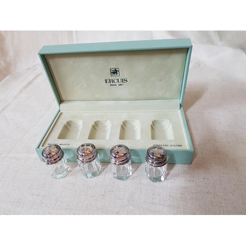 22 - Ercuis Set of 4 x Mini Salt and Pepper Holders in Original Box (''Argent Massif-Sterling Silver '' I... 