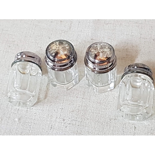 22 - Ercuis Set of 4 x Mini Salt and Pepper Holders in Original Box (''Argent Massif-Sterling Silver '' I... 