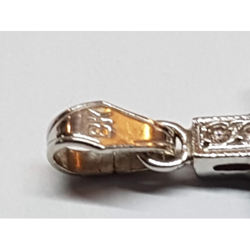 33 - 14ct White Gold Cross Pendant with Clear Stones, Total Weight 2.6g