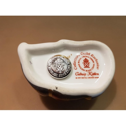 38 - Royal Crown Derby 'Catnip Kitten' (Sleeping Cat) from the 'Collectors Guild Exclusive' range, Englis... 