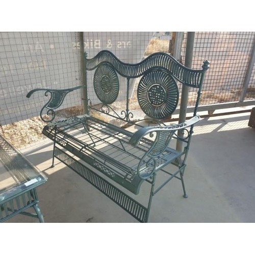 3 - Ornate Garden Set (Green Finish) with 2 - Seater Sofa, 2 x Armchairs and Glass Top Table (4)
