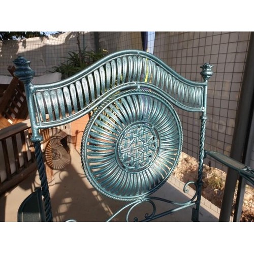 3 - Ornate Garden Set (Green Finish) with 2 - Seater Sofa, 2 x Armchairs and Glass Top Table (4)
