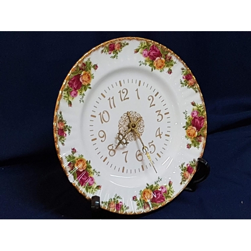 223 - Porcelain Royal Albert Old Country Roses Wall Clock (A/F Needs Attentions, Chipped)