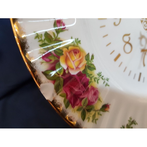 223 - Porcelain Royal Albert Old Country Roses Wall Clock (A/F Needs Attentions, Chipped)