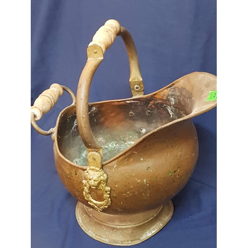 252 - Vintage Copper / Brass Decorative Fireplace with Dust Basket