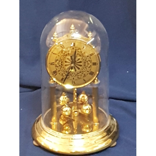 62 - Gold Colour President Quartz Mantel Pendulum Clock with Plastic dome