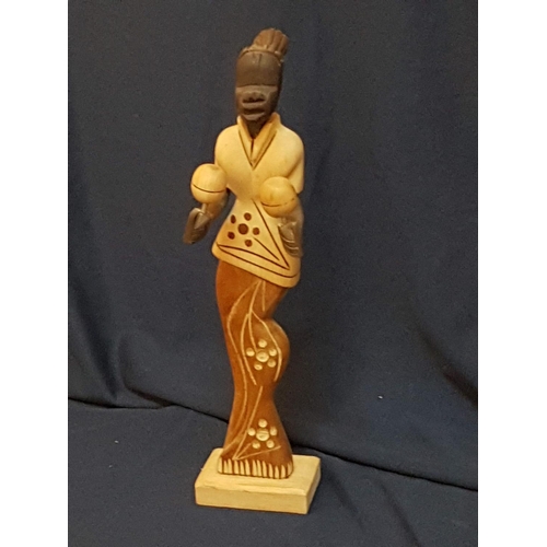 65 - Wooden African Figurines of Dancing Lady (H:40cm)