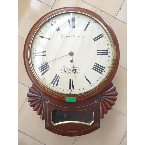 83 - Antique Drop Dial Fusee Wall Clock with 