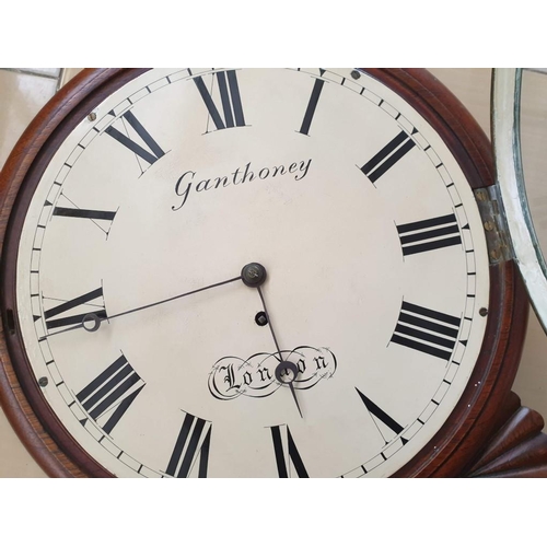 83 - Antique Drop Dial Fusee Wall Clock with 