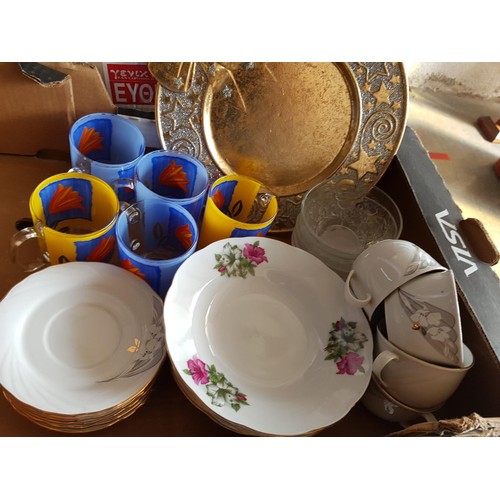 335 - Box of Assorted Cups, Saucers, Soup Plates and Others