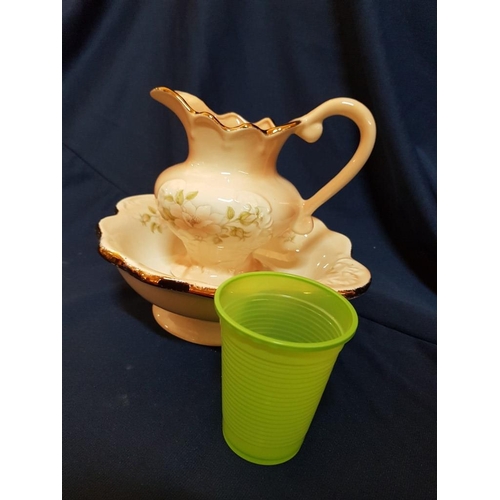 177 - Vintage Style Ceramic Mini Wash Bowl and Matching Jar