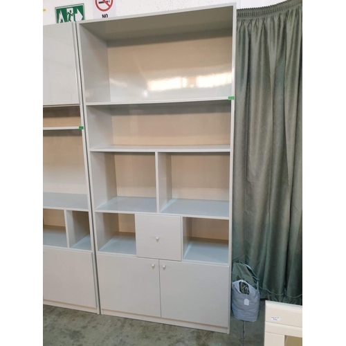 356 - Light Grey Lounge Unit with Open Shelves & Cupboards (103cm x 40cm x 220cm)